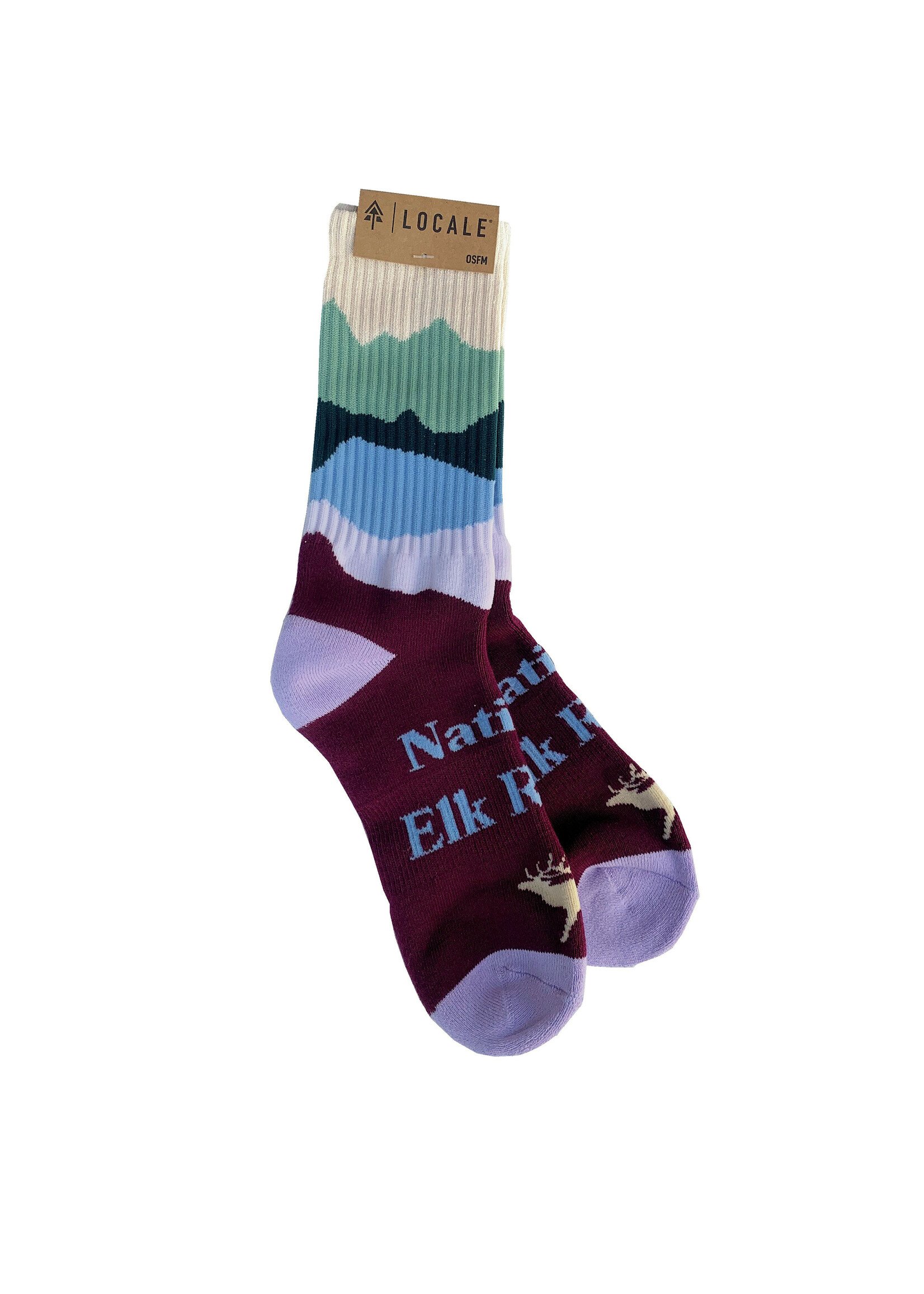 National Elk Refuge Purple, Blue, and Green Socks