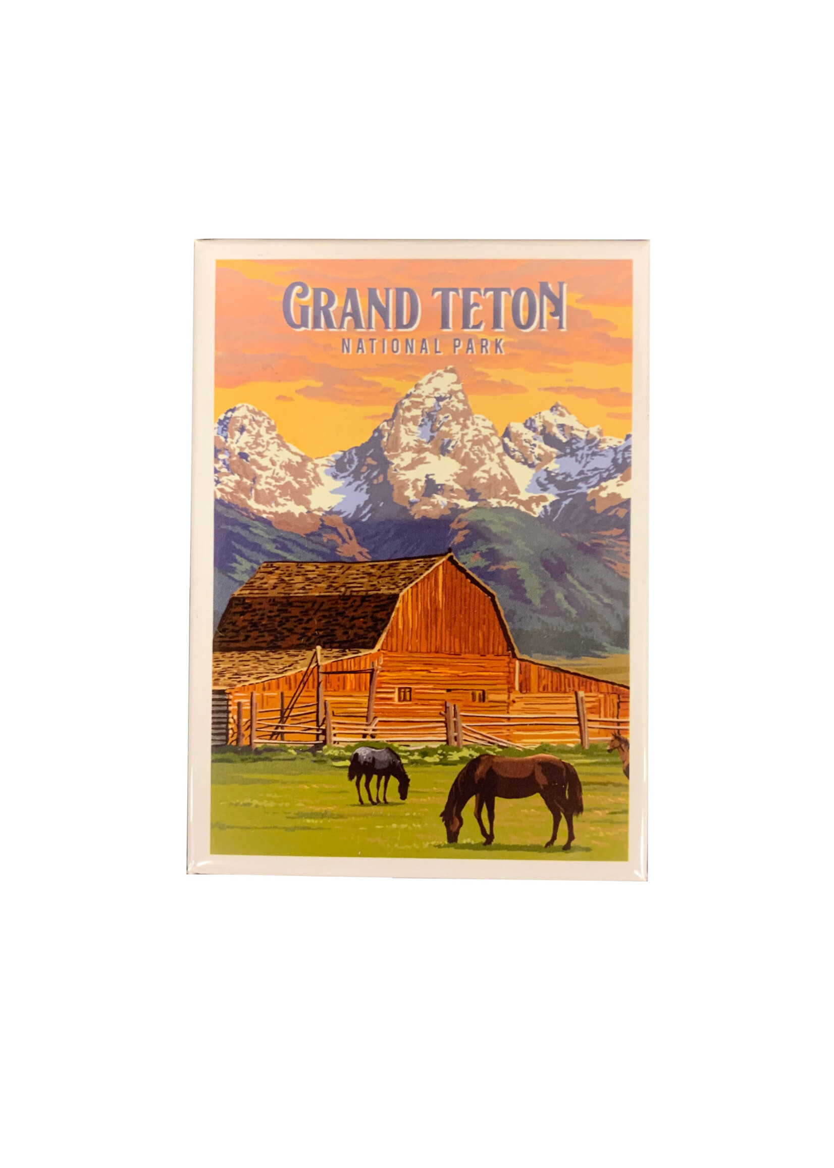 TETONS BARN AND HORSE PAINTERLY MAGNET 122508