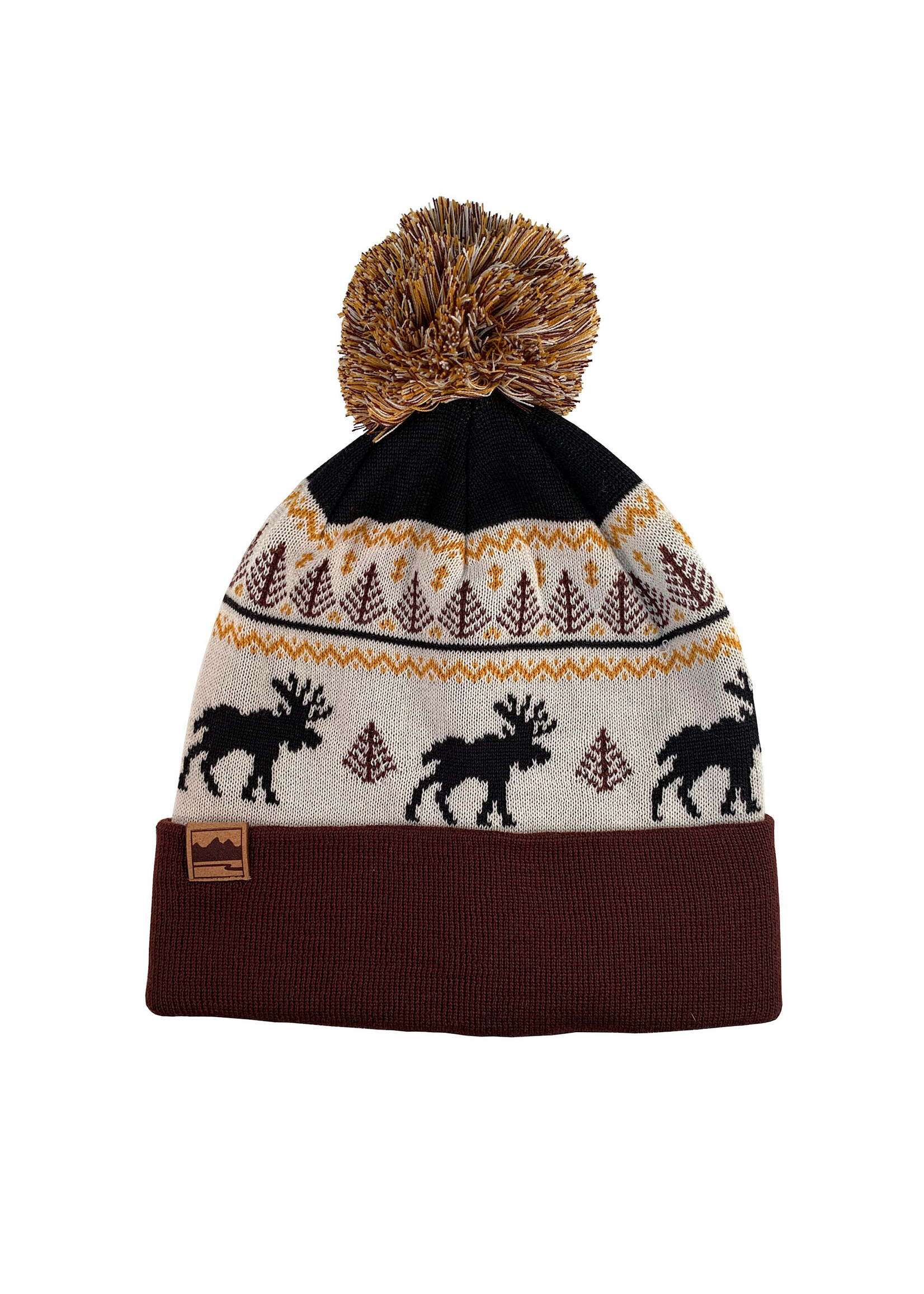 Fairisle Moose Brown Beanie