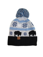 Fairisle Bison Black and Blue Beanie