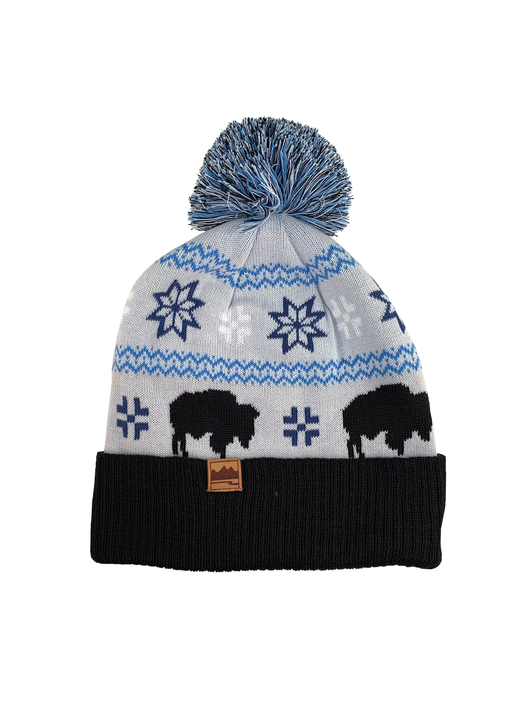 Fairisle Bison Black and Blue Beanie