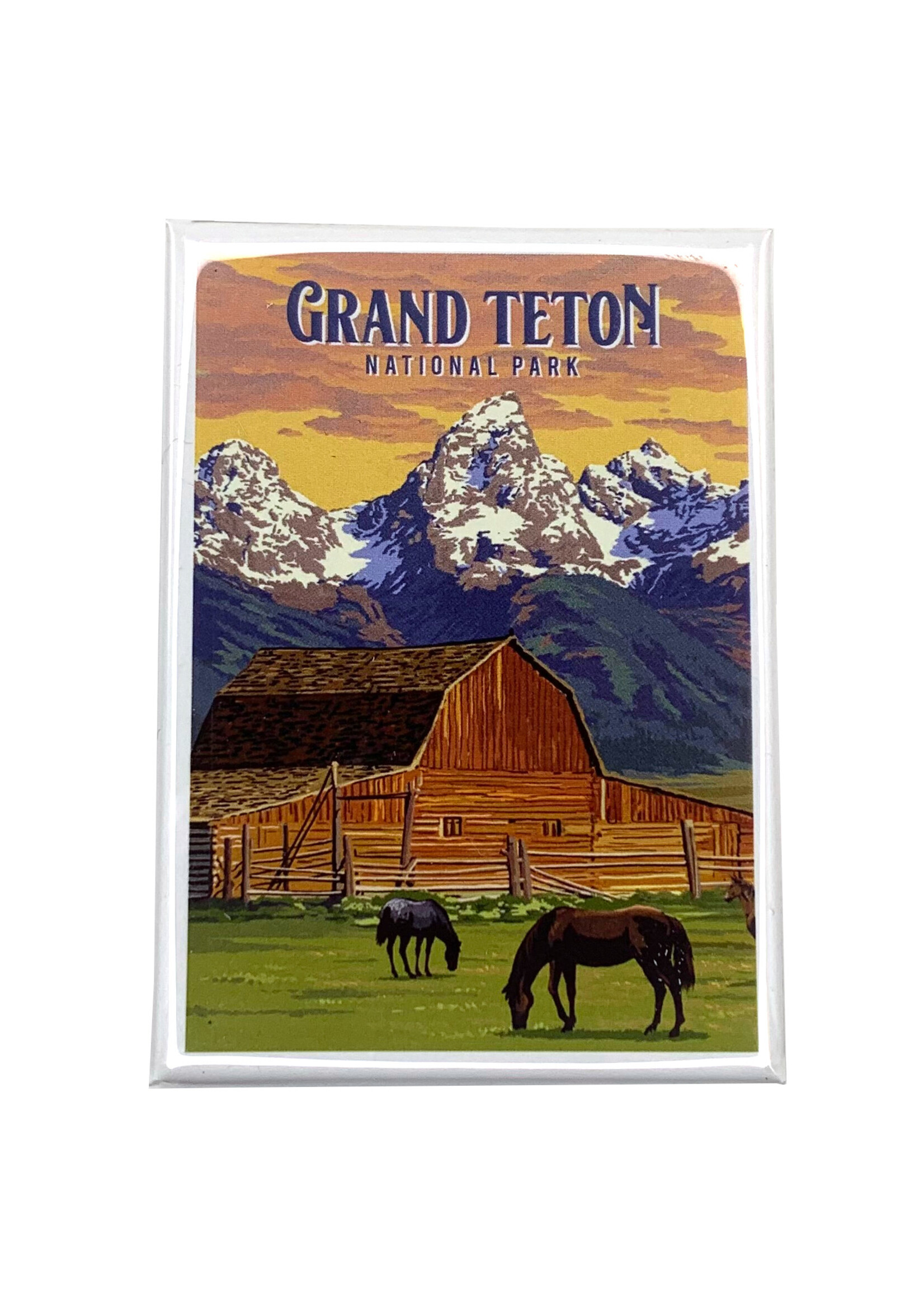 Tetons, Horse, and Barn Magnet