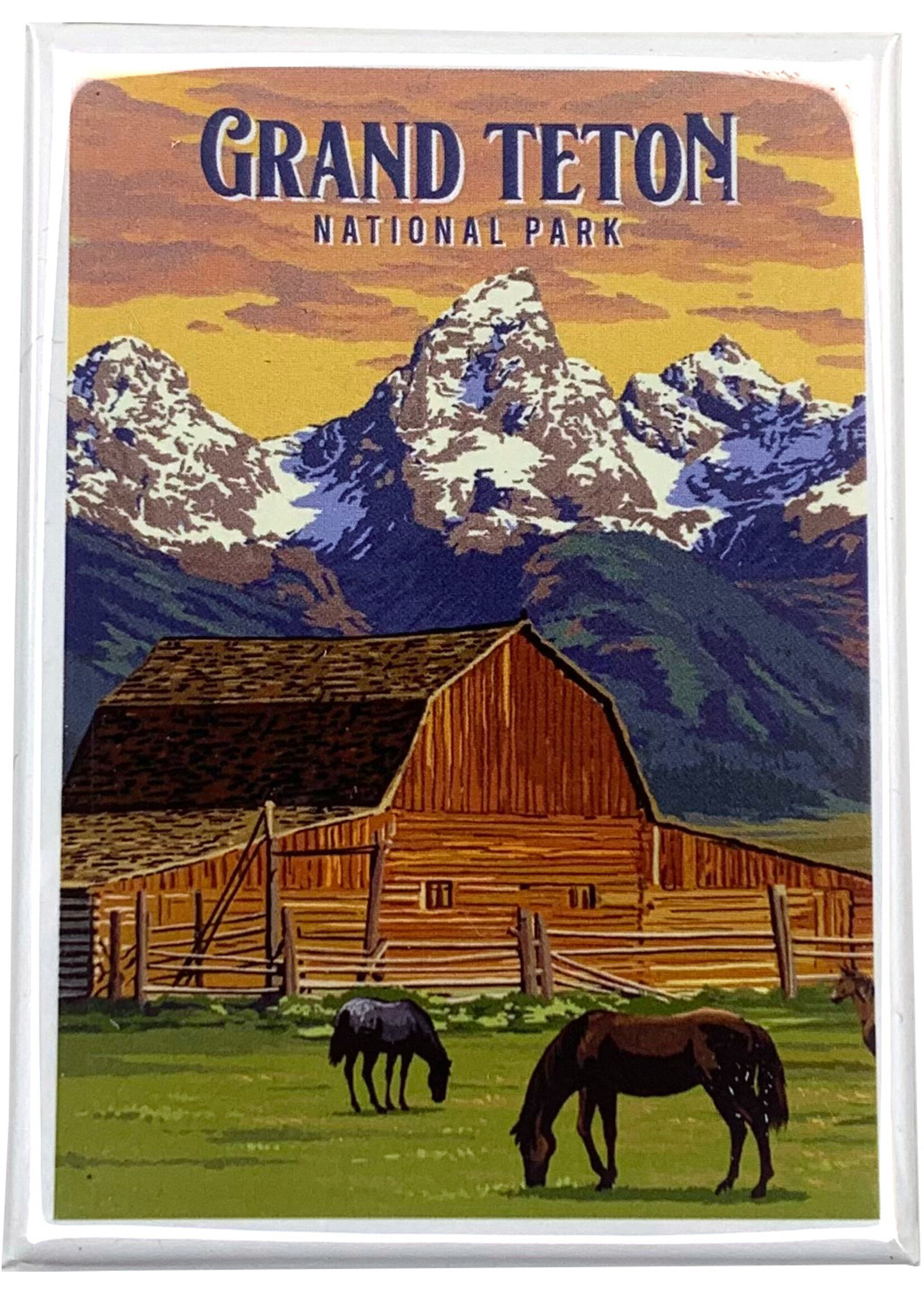 Tetons, Horse, and Barn Magnet