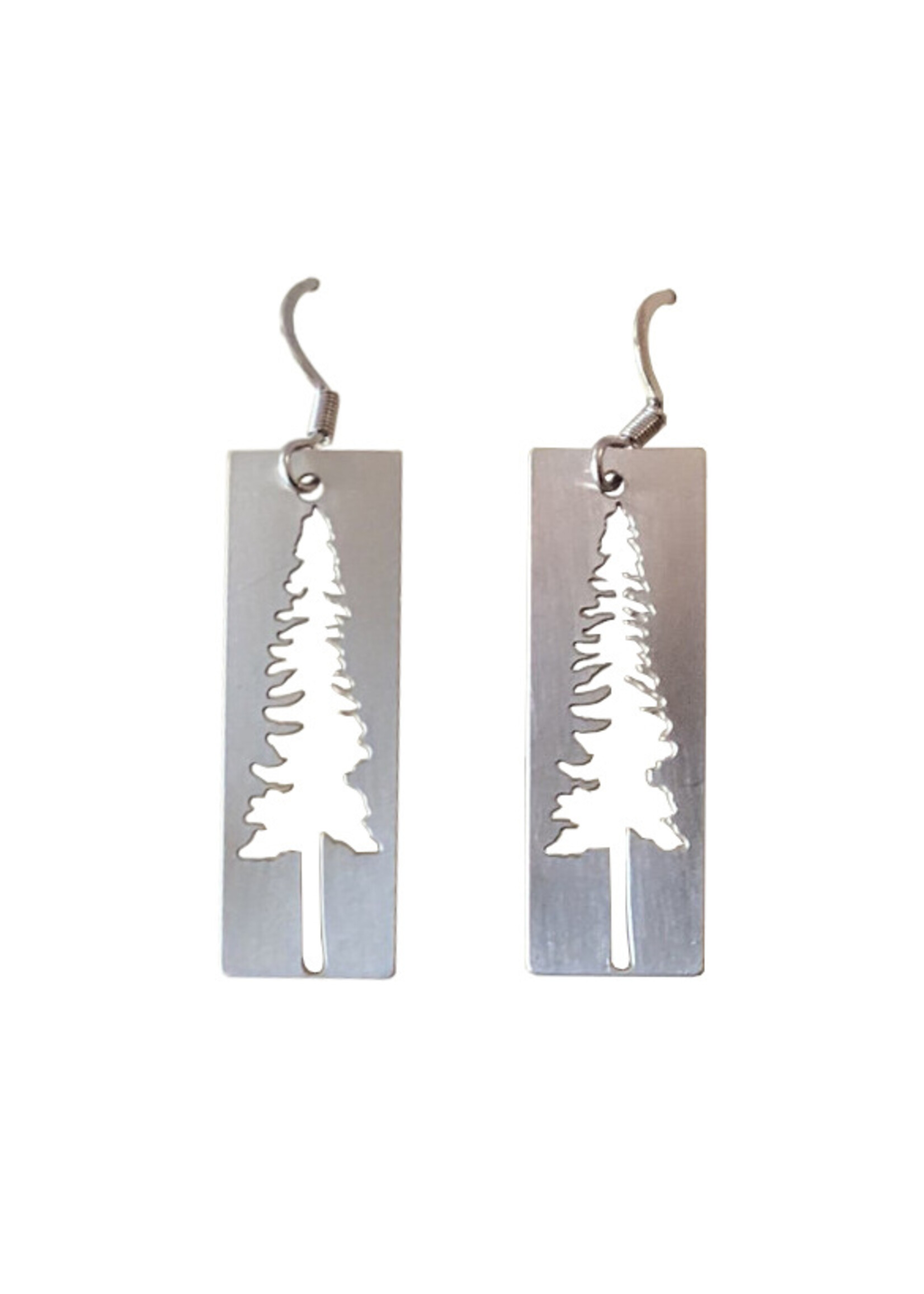 Tree Cutout Silver Earrings