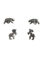 Moose and Bear Post Silver Earrings