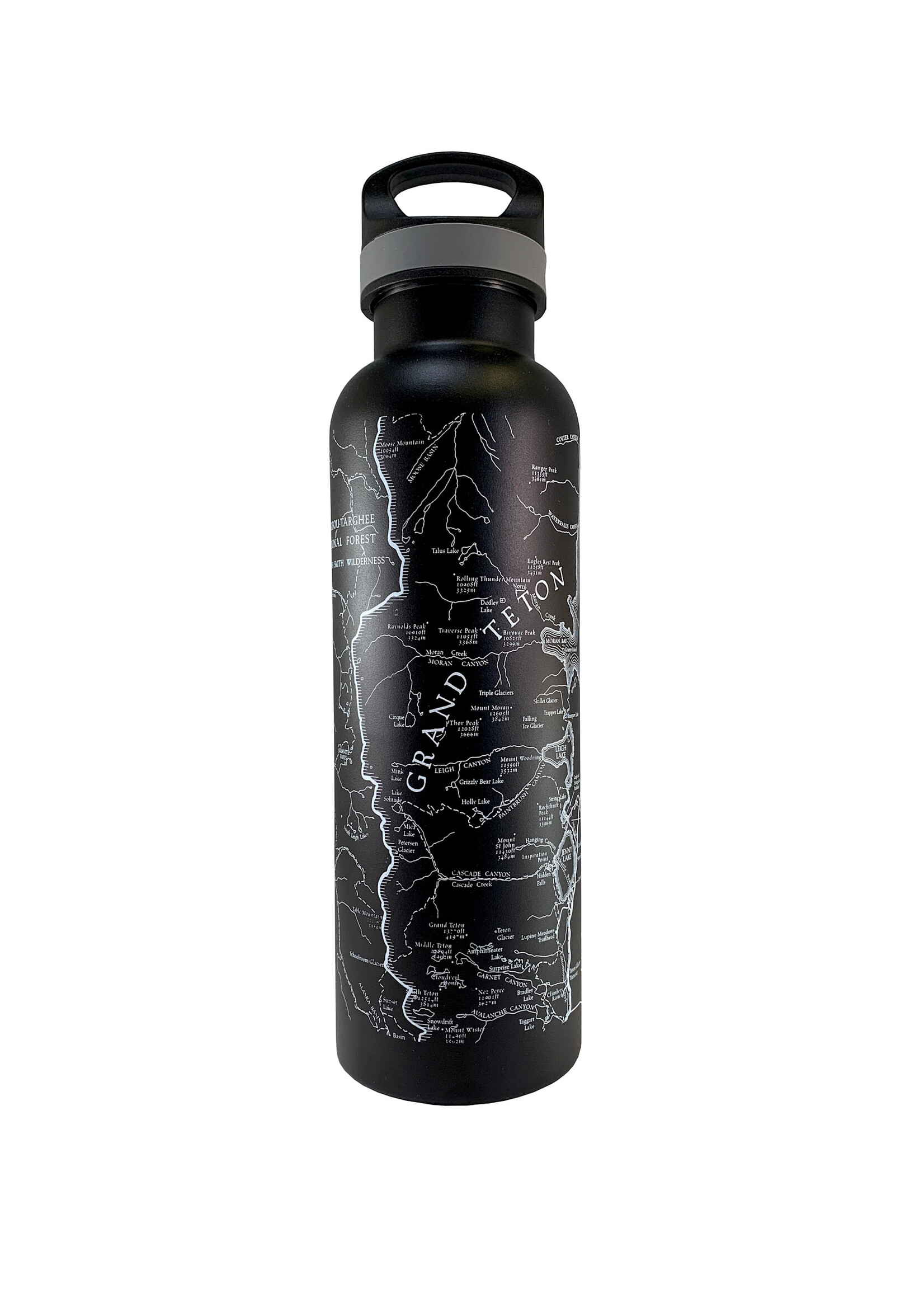 GTNP Map Black Water Bottle