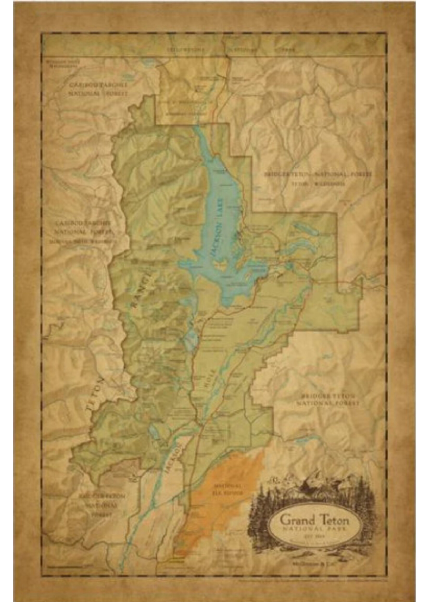 Grand Teton Antique Map Magnet