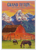 Tetons, Horse, and Barn Magnet