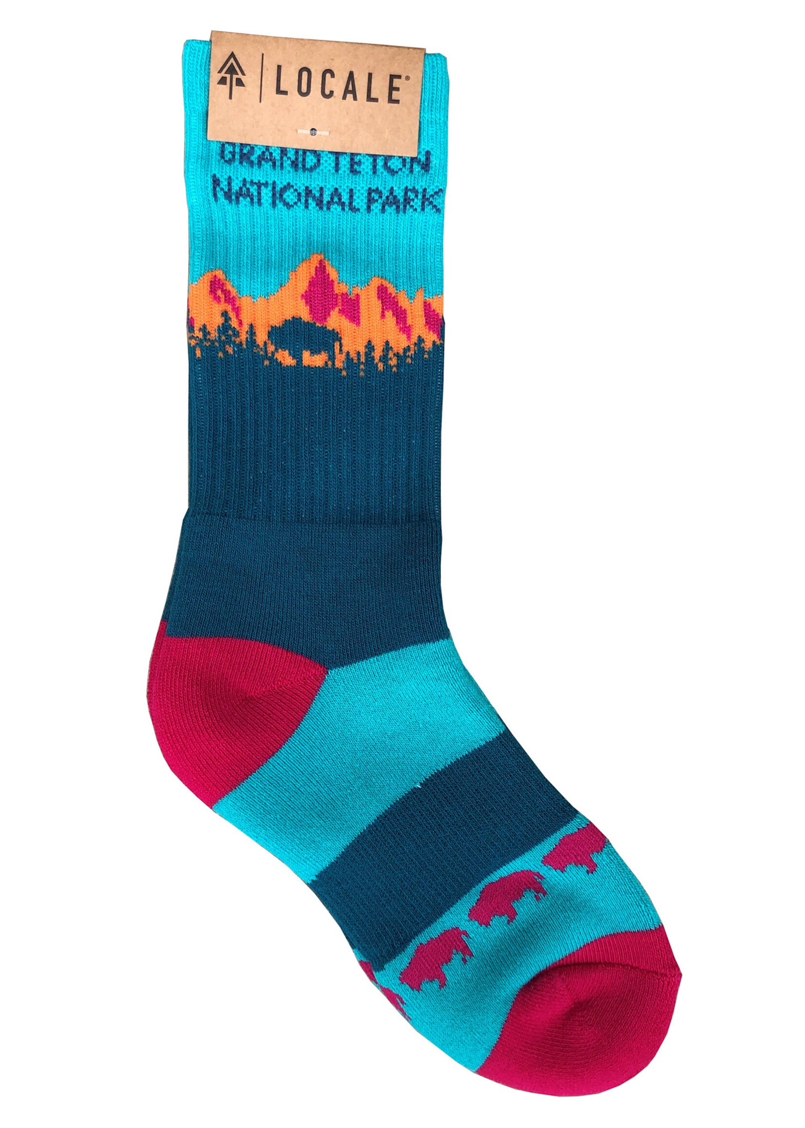 GTNP Bison Teton Blue Socks