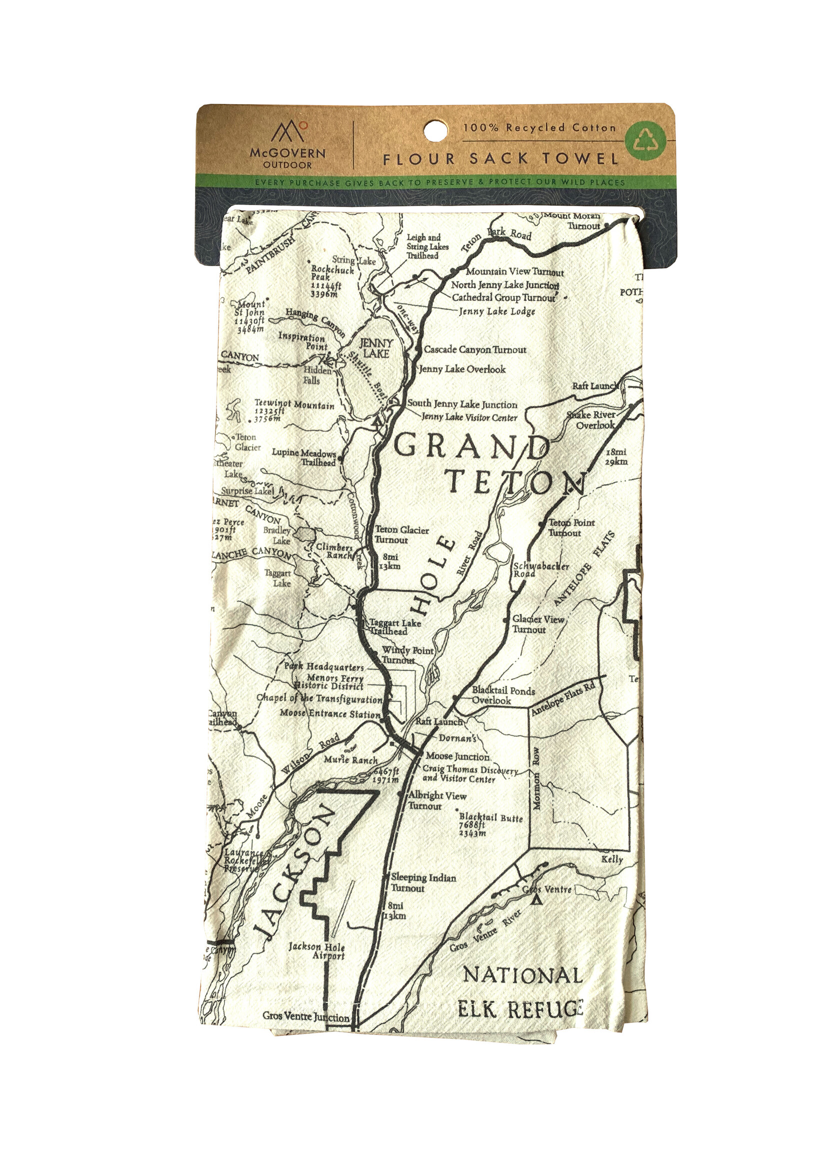 GTNP Map Flour Sack Hand Towel