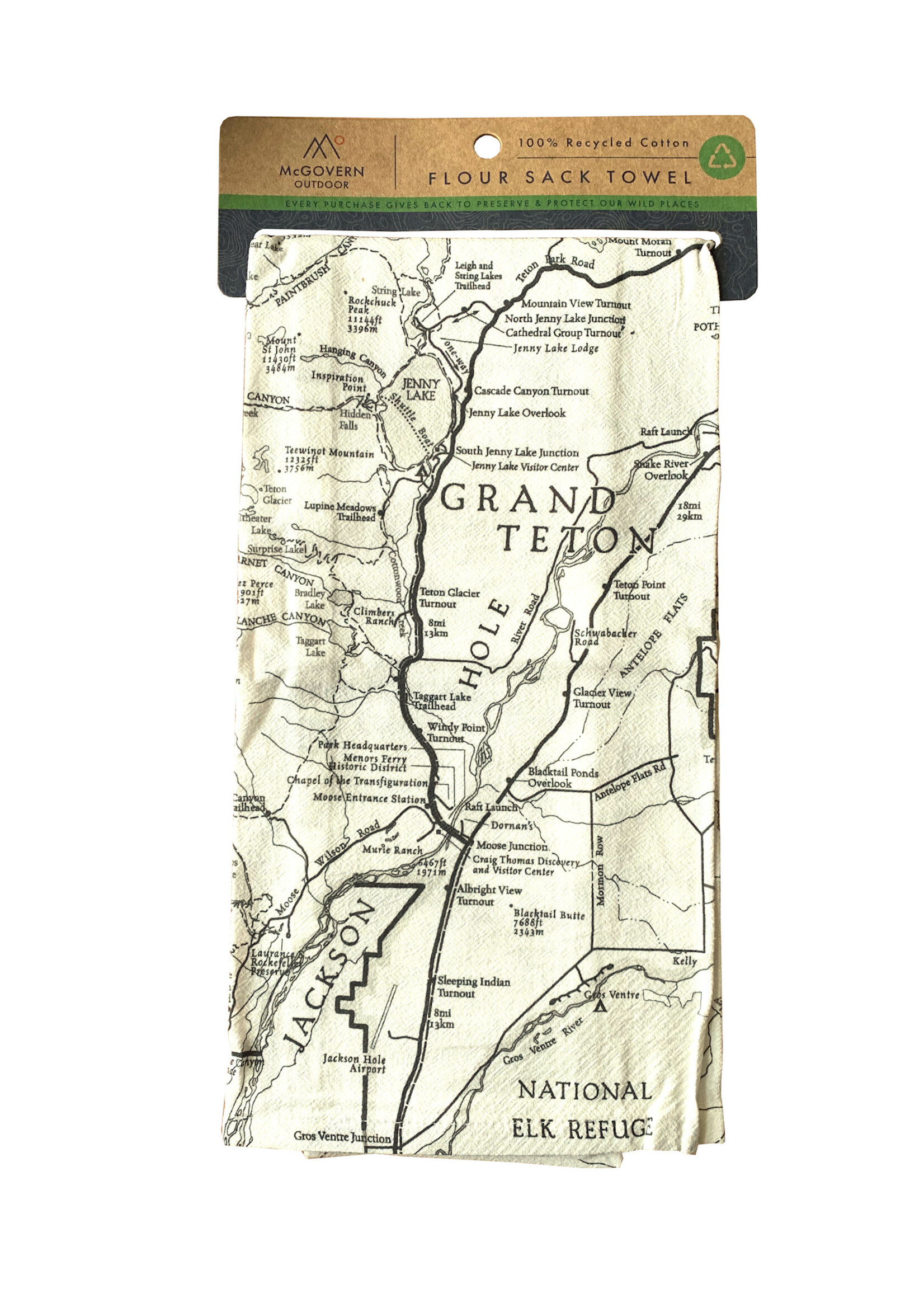 GTNP Map Flour Sack Hand Towel