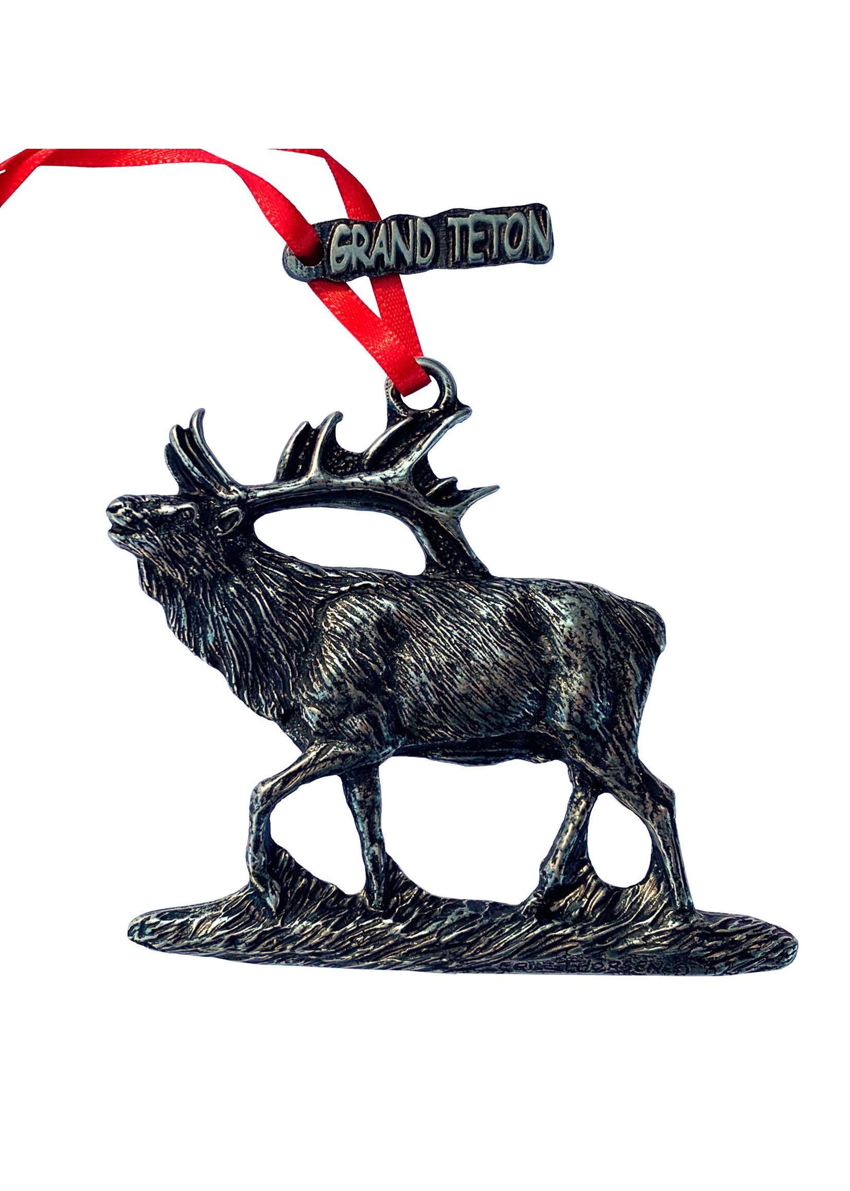 Grand Teton Bugling Elk Pewter Ornament