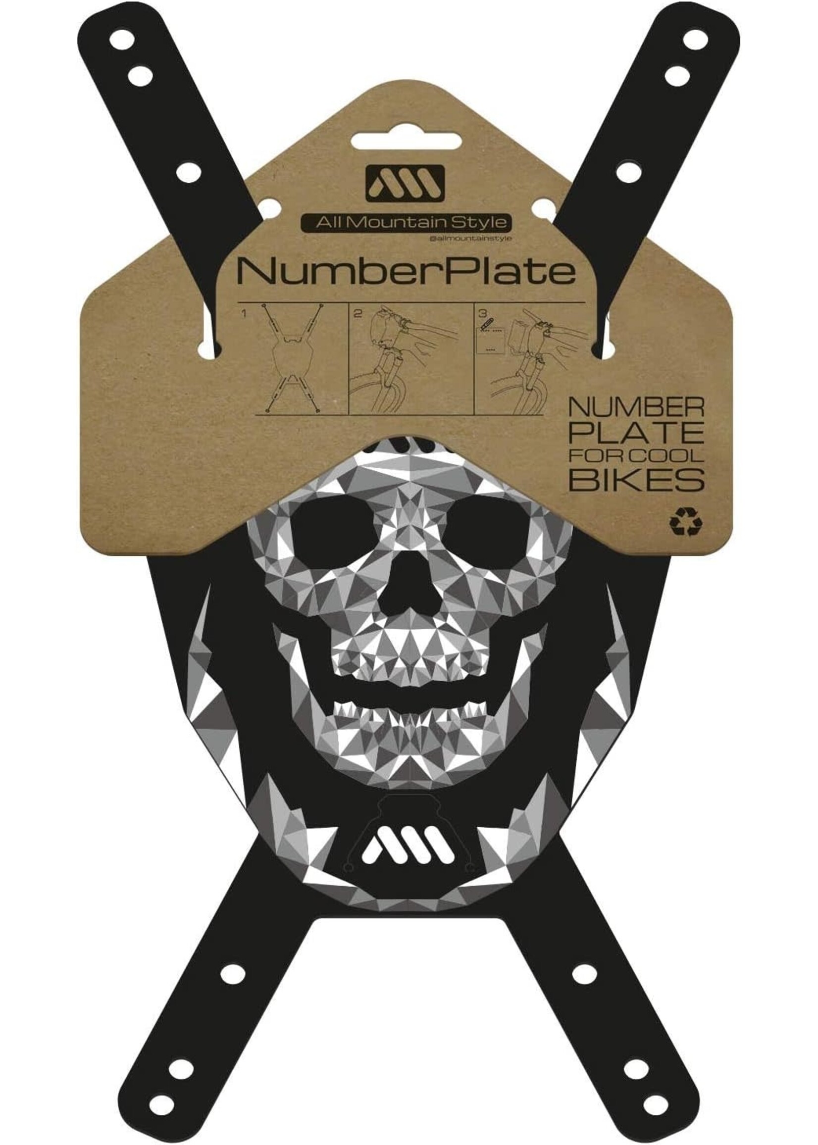 ALL MOUNTAIN STYLE AMS NUMBER PLATE SKULL/BLACK