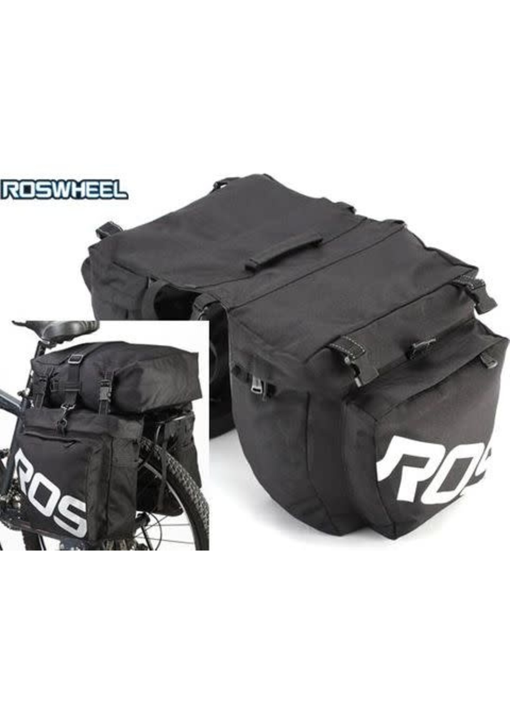 ROSWHEEL Pannier set, Top/ Side bags, water resistant, reinforced polyester, Black