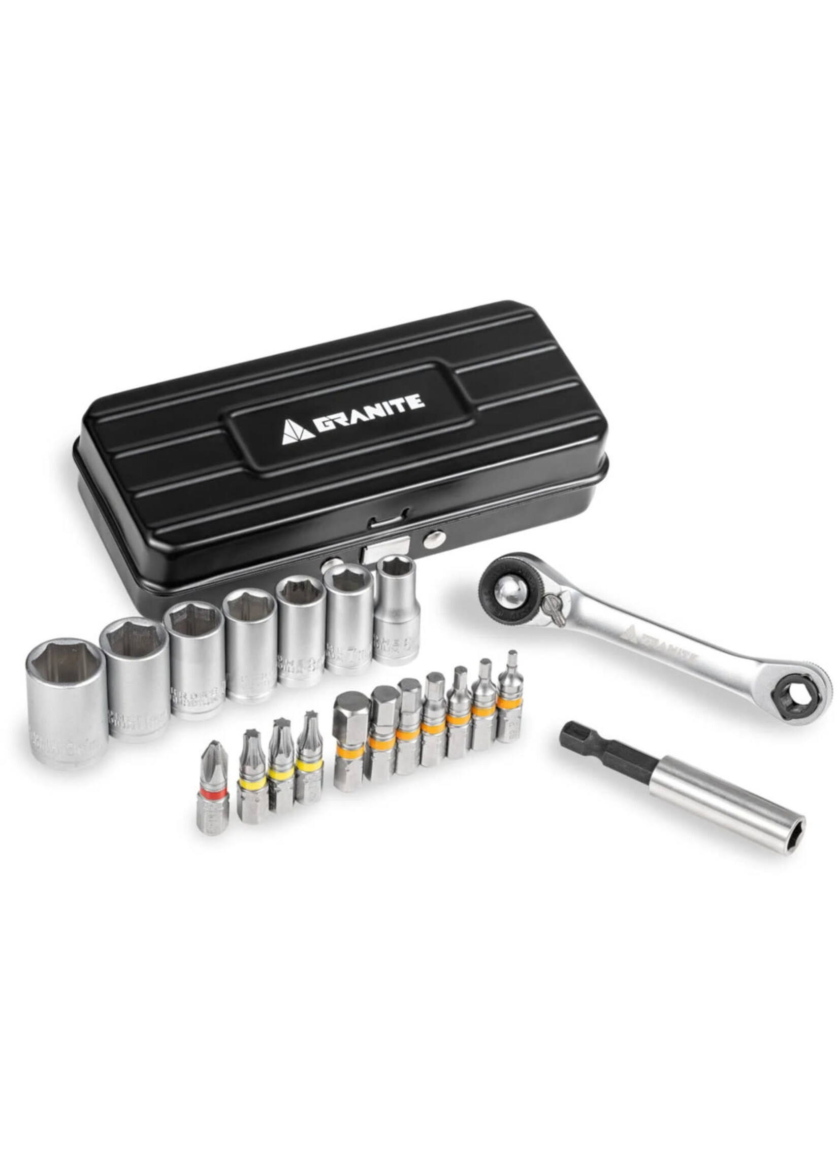 GRANITE DESIGNS Duet Tool Box, Socket/Bit Set w/ Ratchet
