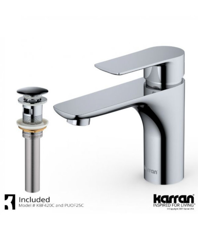 Karran Kayes Single Handle Bathroom Faucet with Matching Pop-Up Drain