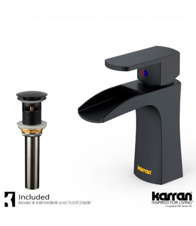 Karran Kassel Single Handle Bathroom Faucet with Matching Pop-Up Drain