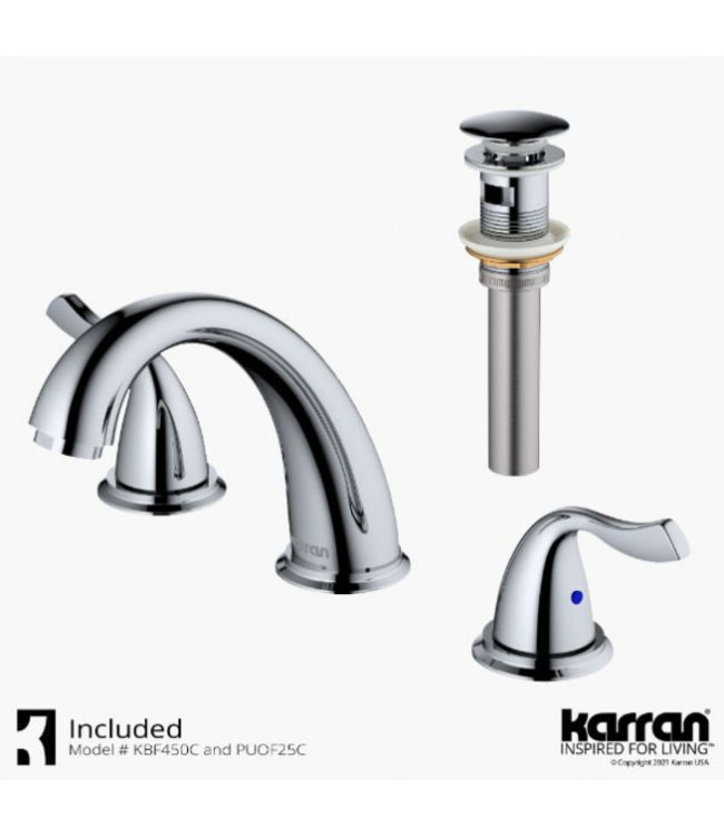 Karran Fulham 2-Handle Widespread Bathroom Faucet with Matching Pop-Up Drain