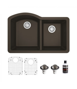 Karran Undermount Quartz Composite 32" 60/40 Double Bowl Kitchen Sink Kit 610