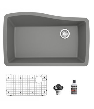 Karran Undermount Quartz Composite 33" Single Bowl Kitchen Sink Kit 722
