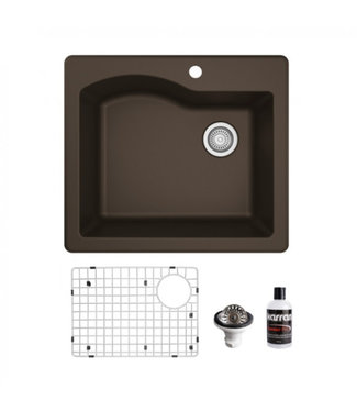 Karran Drop-In Quartz Composite 25" Single Bowl Kitchen Sink Kit 671