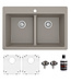 Karran Drop-In Quartz Composite 33" 50/50 Double Bowl Kitchen Sink Kit 810