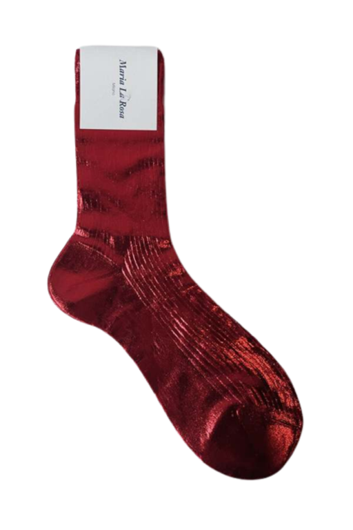 Maria La Rosa Maria La Rosa Red Laminated Ribbed Socks