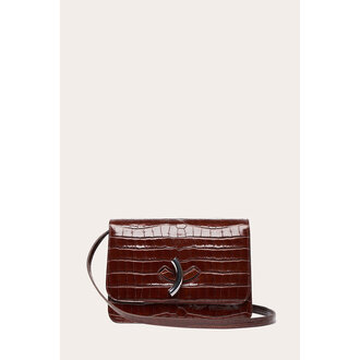 Maccheroni Bag Croc Embossed Dark Brown - Little Liffner