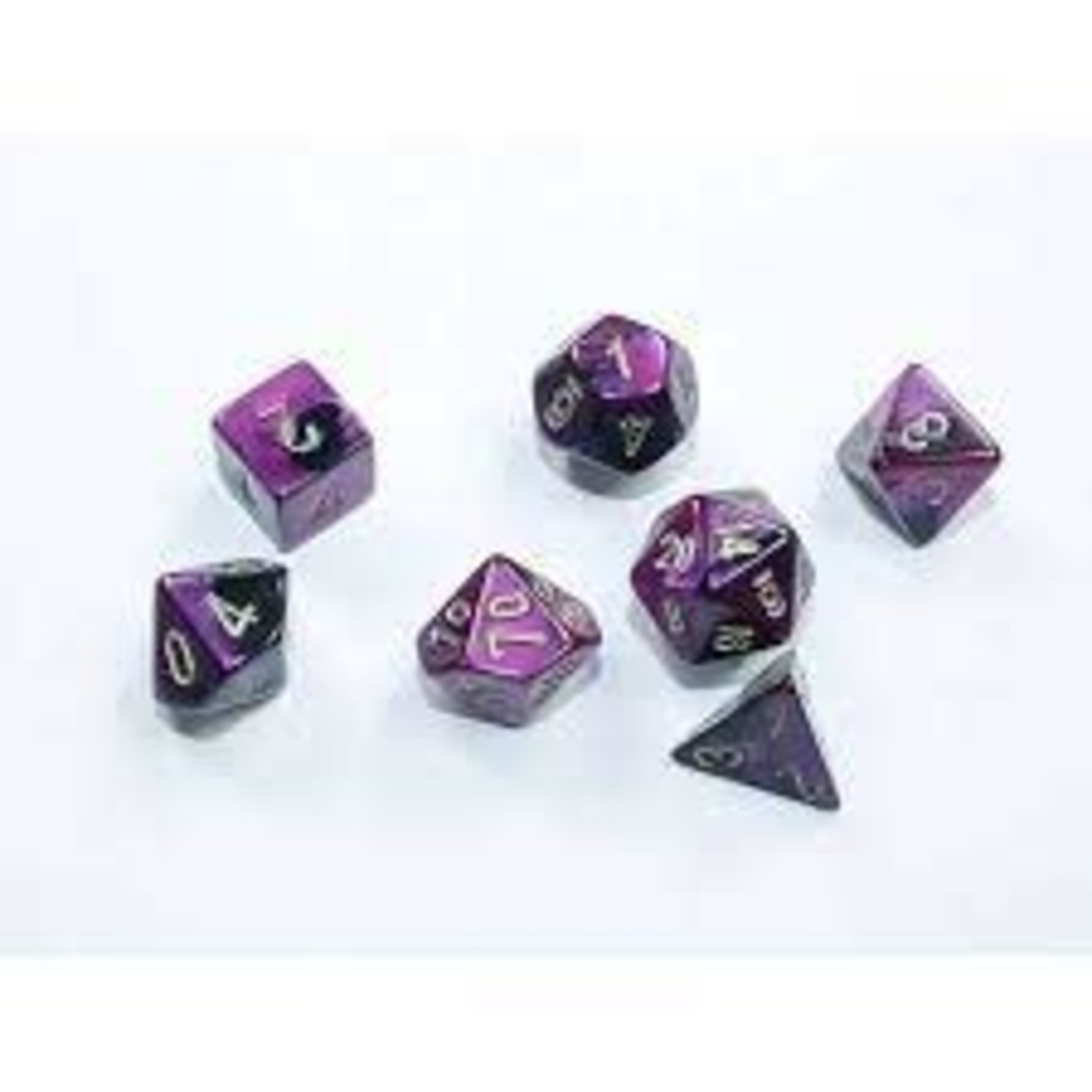 Chessex CHX 20640 Gemini® Mini-Polyhedral Black-Purple/gold 7-Die Set