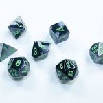 Chessex CHX 20645 Gemini® Mini-Polyhedral Black-Grey/green 7-Die Set