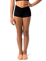 So Danca SL81 Bree Kids Shorts with V-front waistline and a 1" inseam.
