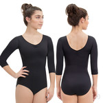 Eurotard 4408 Womens Pinch Front 3/4 Sleeve Leotard with Tactel Microfiber
