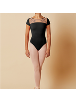 Mirella Mirella M5085LM Womens Embroidered Mesh Cap Sleeve Leotard