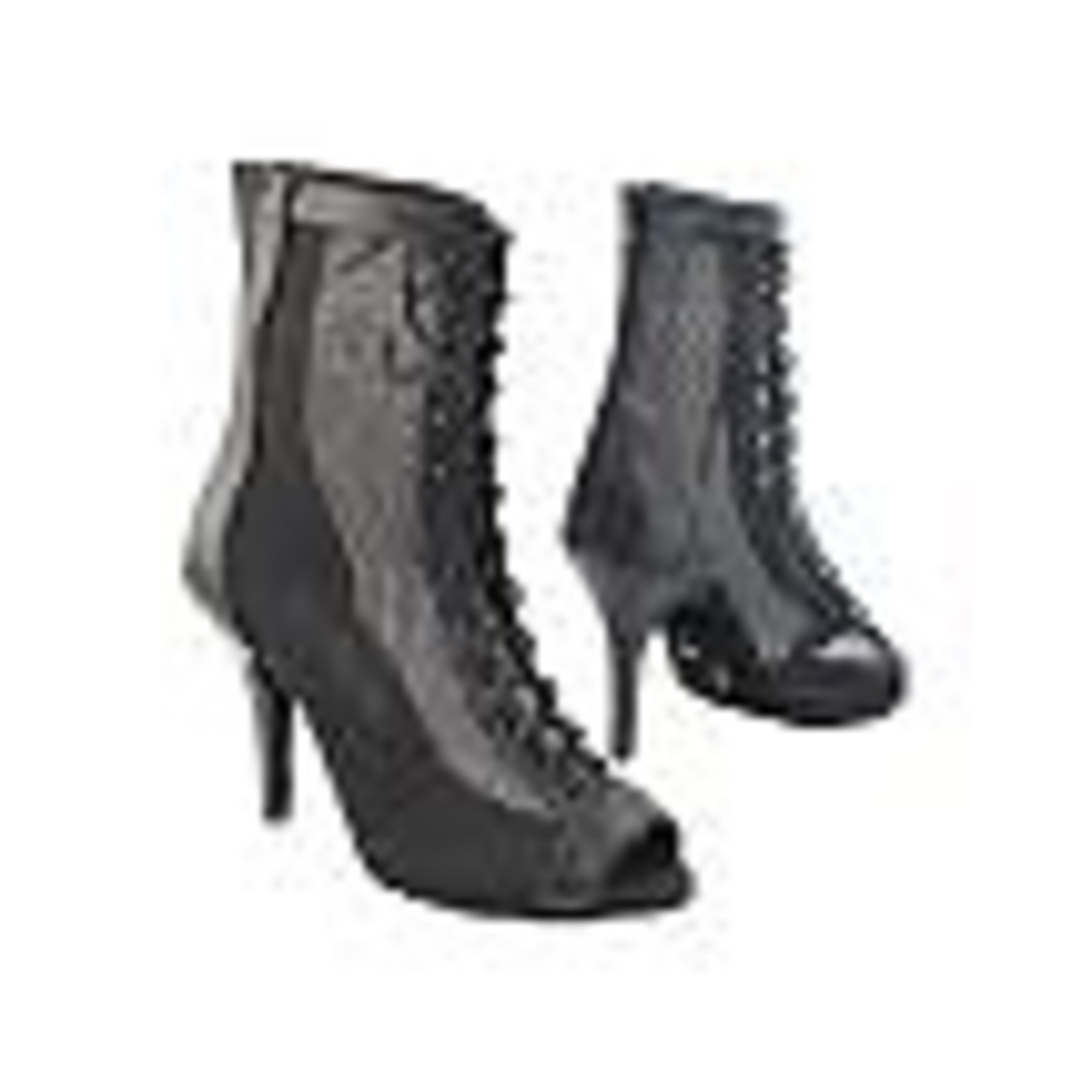 Very Fine Very Fine 3305 Black Leather & Black Fishnet Boot 3.5'