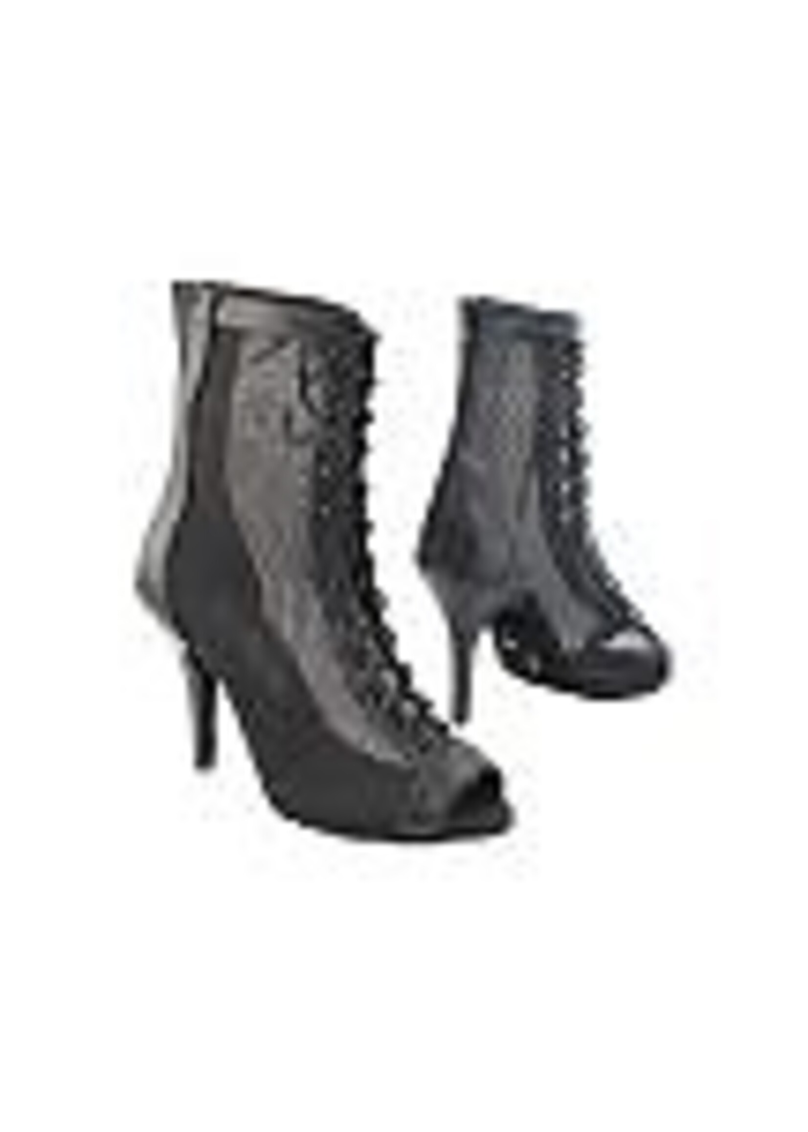 Very Fine Very Fine 3305 Black Leather & Black Fishnet Boot 3.5'