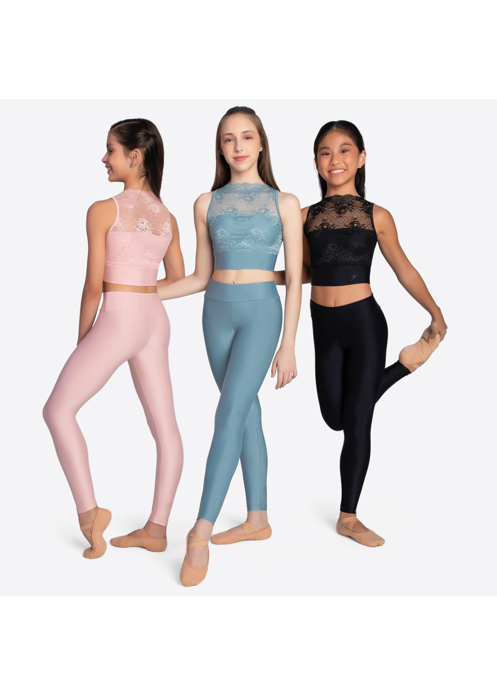 So Danca So Danca L-2395 Be You Fae Kids Crop Top w/Floral Lace Overlay