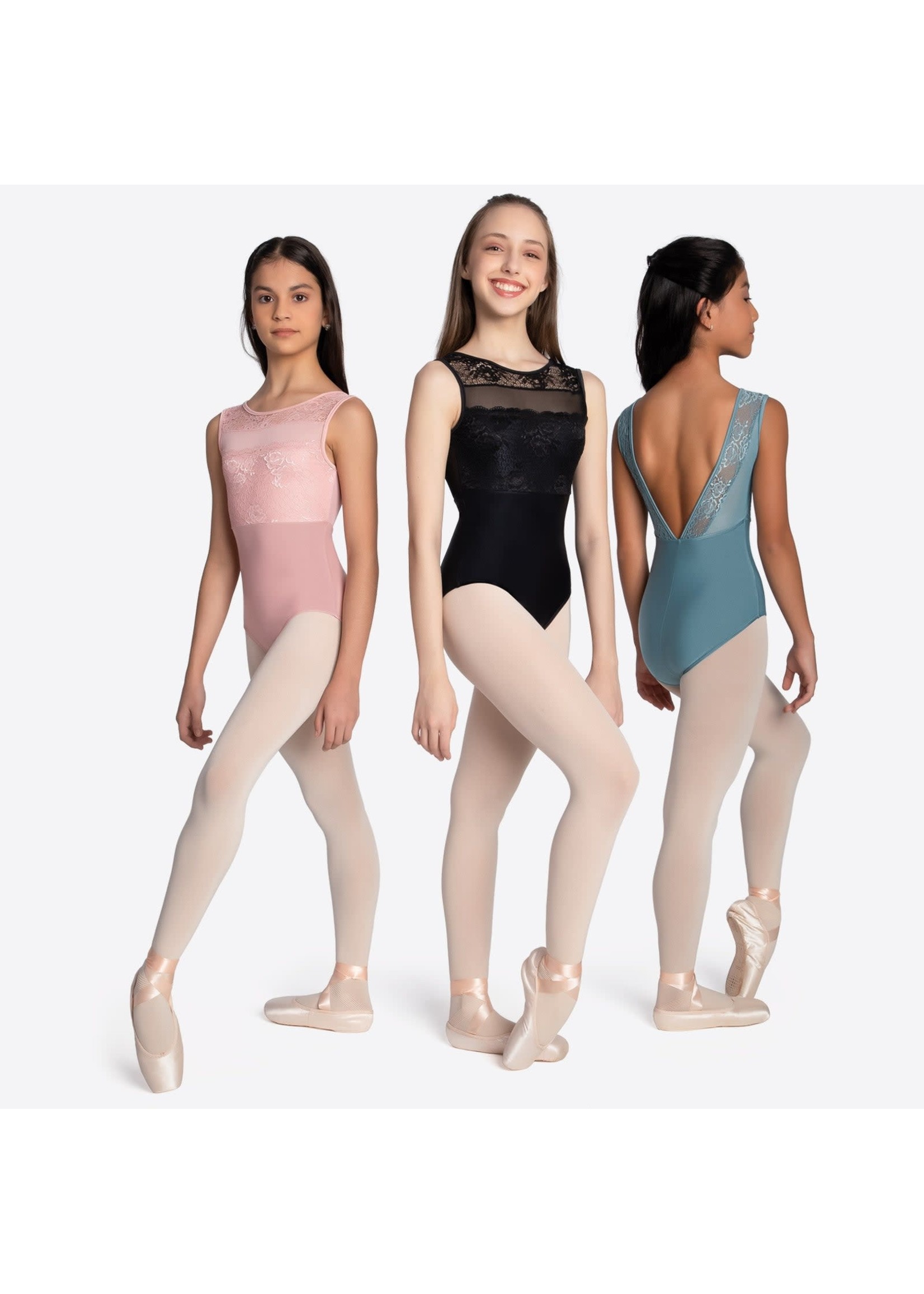 So Danca So Danca L-2389 Be You Sybil Child Boat Neck Cut Leotard w/Floral Lace