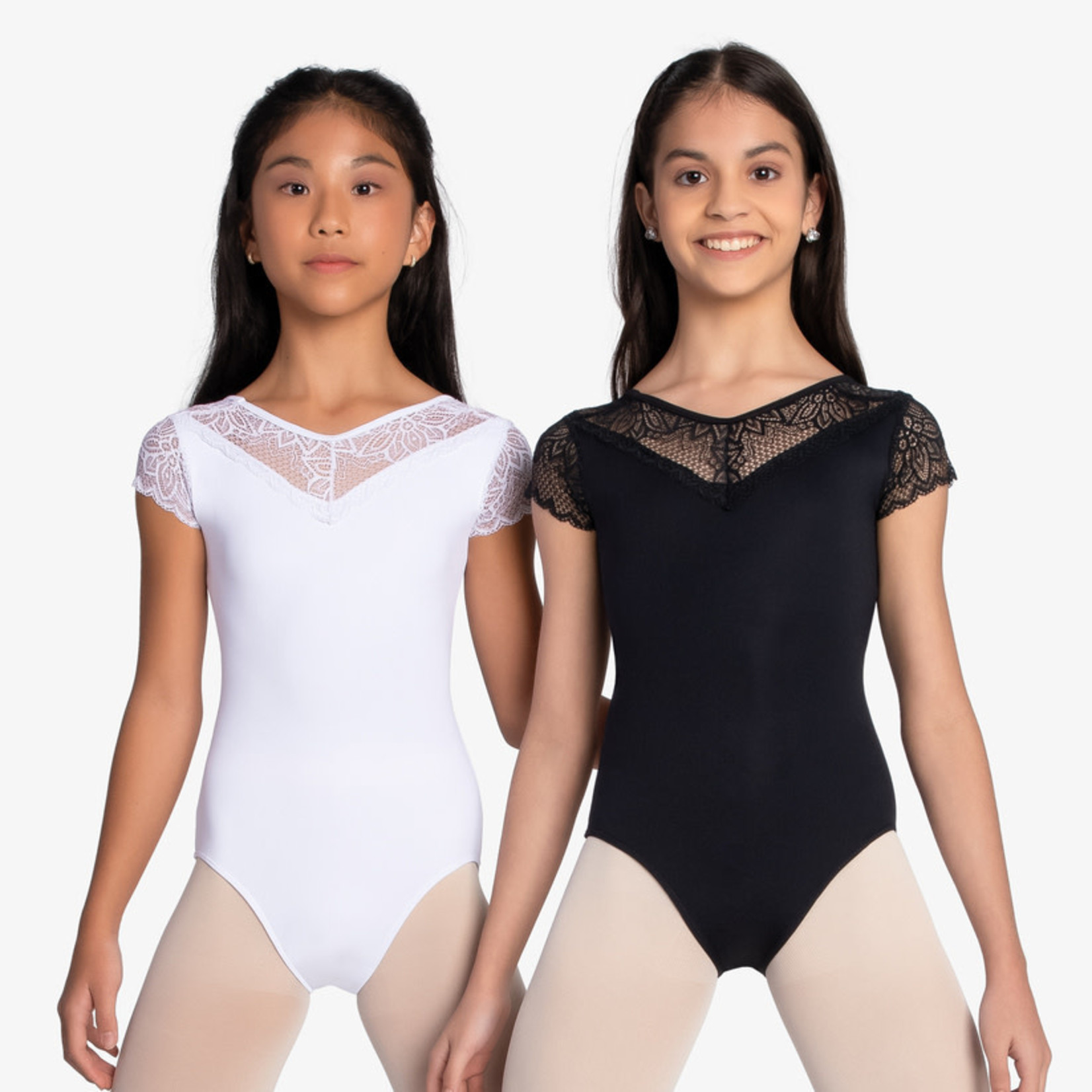 So Danca L2445 Girls Aubri Daisy Lace Cap Sleeve Leotard