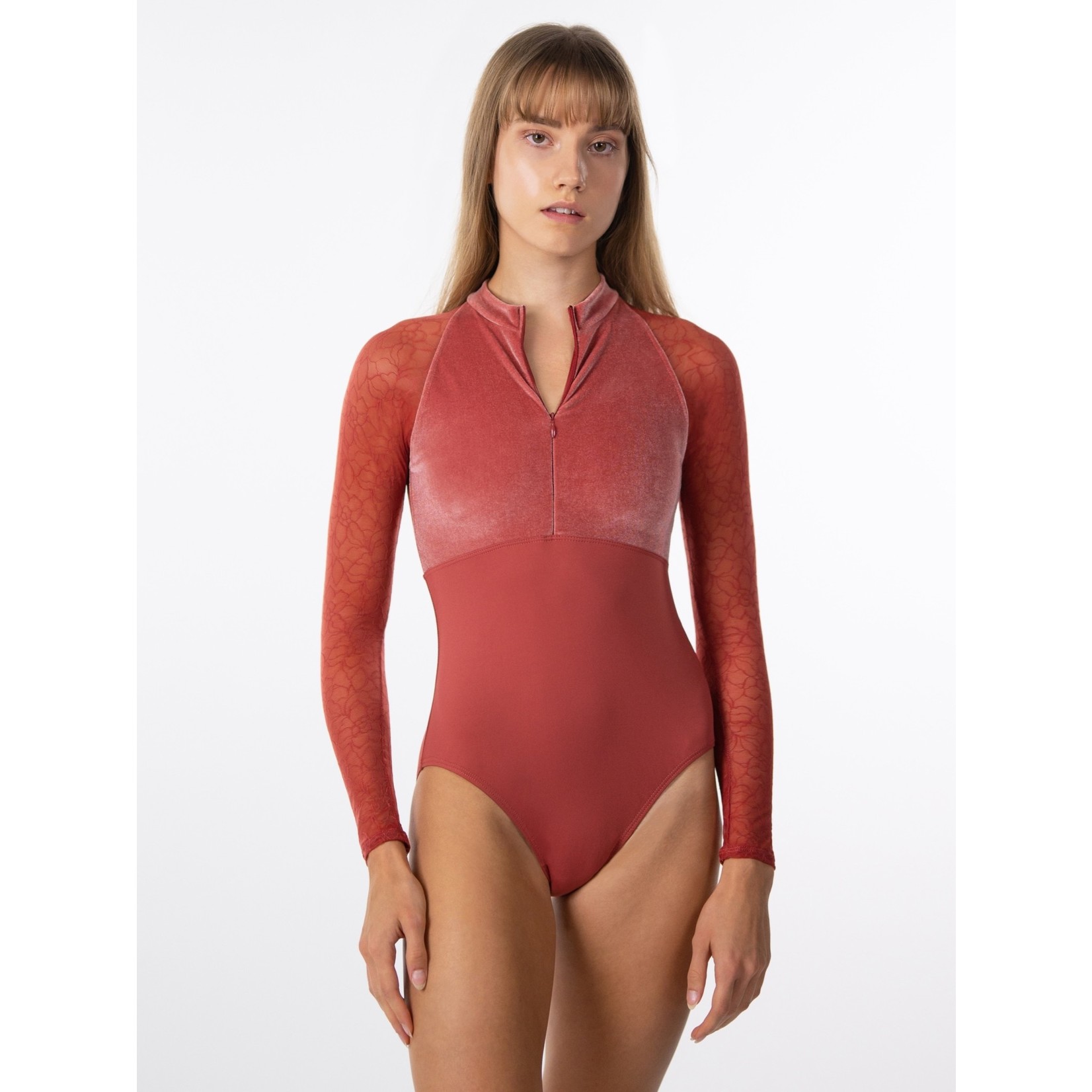 Suffolk 2441A Autumn Canopy Zip Front 3/4 Sleeve Leotard