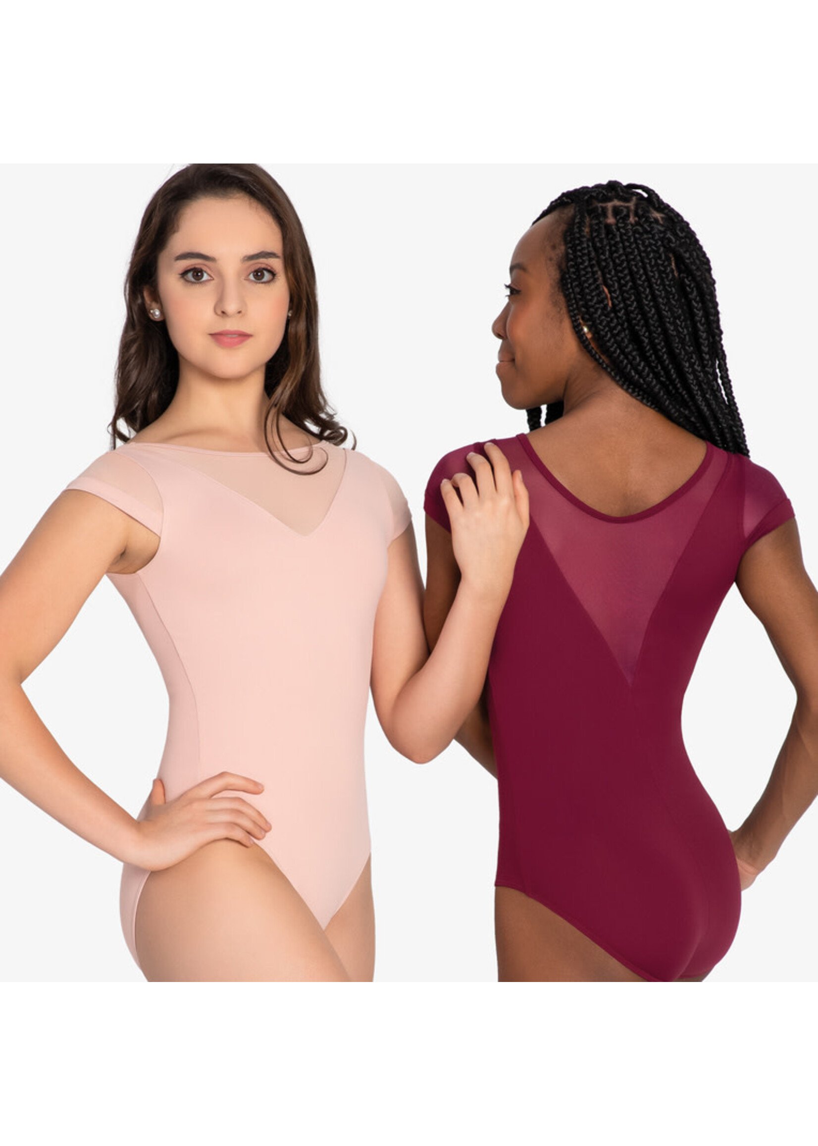 So Danca So Danca RDE2428 Adult Nerissa Cap Sleeve Mesh V Back Leotard