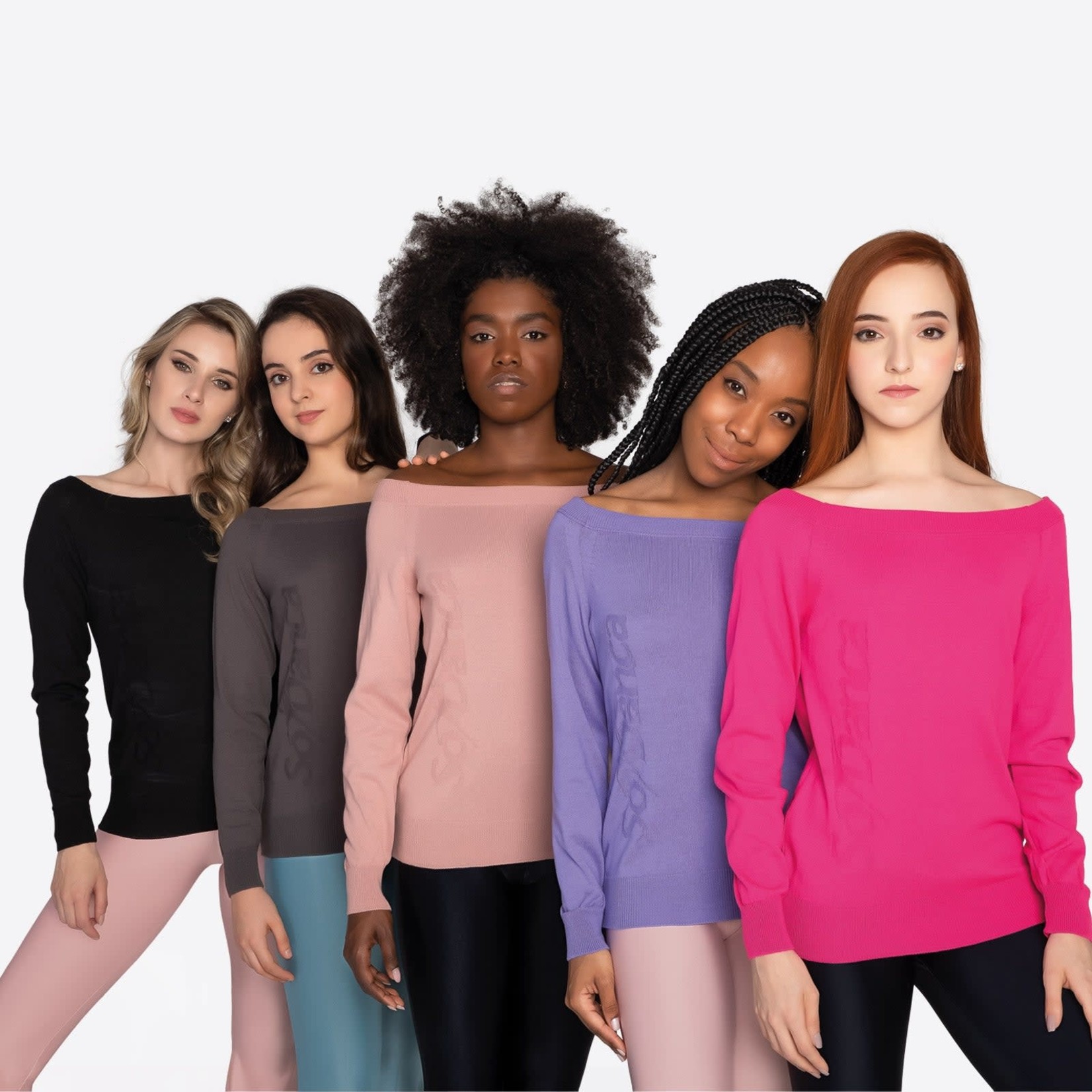 So Danca RDE2482 Be You Autumn Warm Up Off Shoulder Pullover Sweater