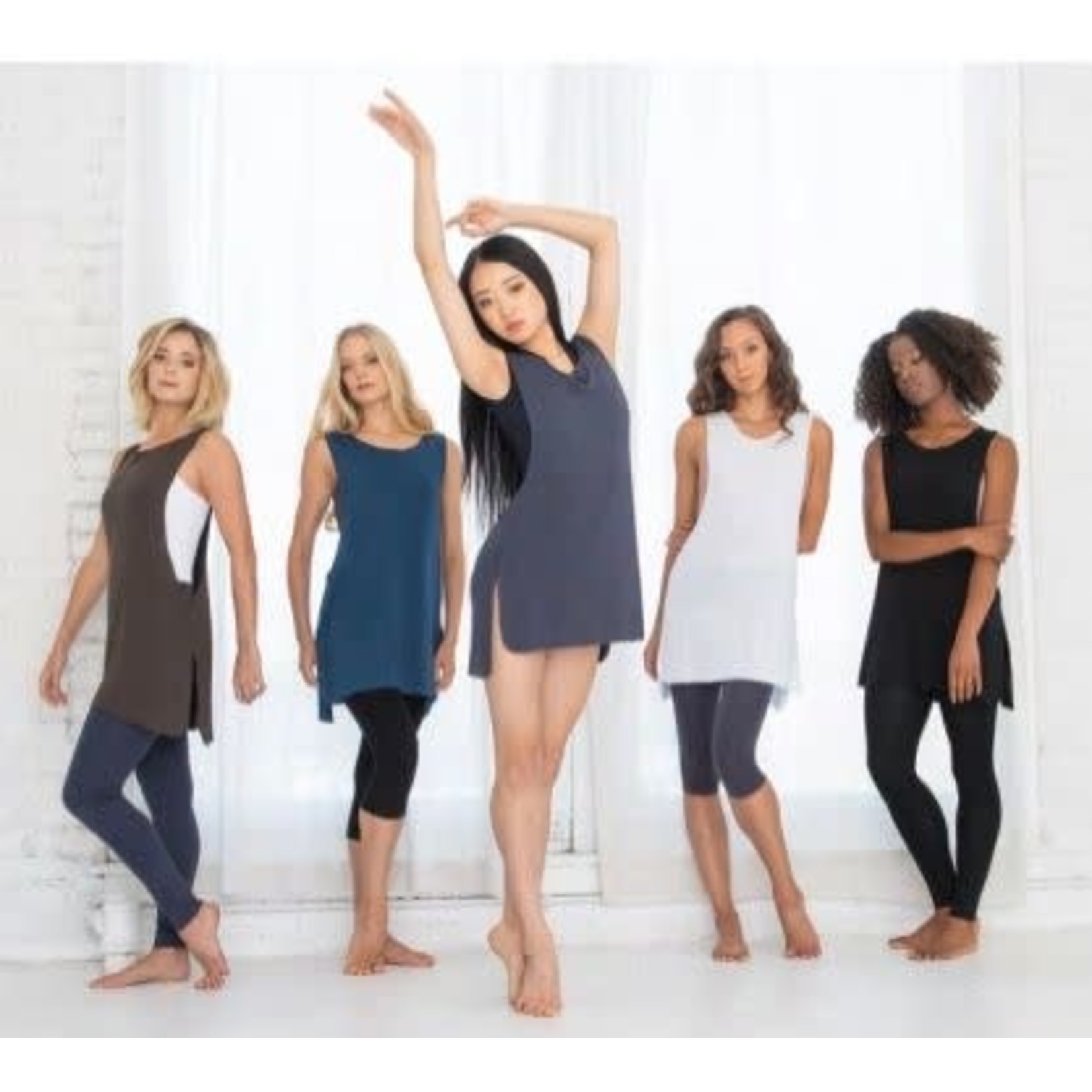 Ballet Rosa Kaguya Bamboo Long Side Slit Tank Top