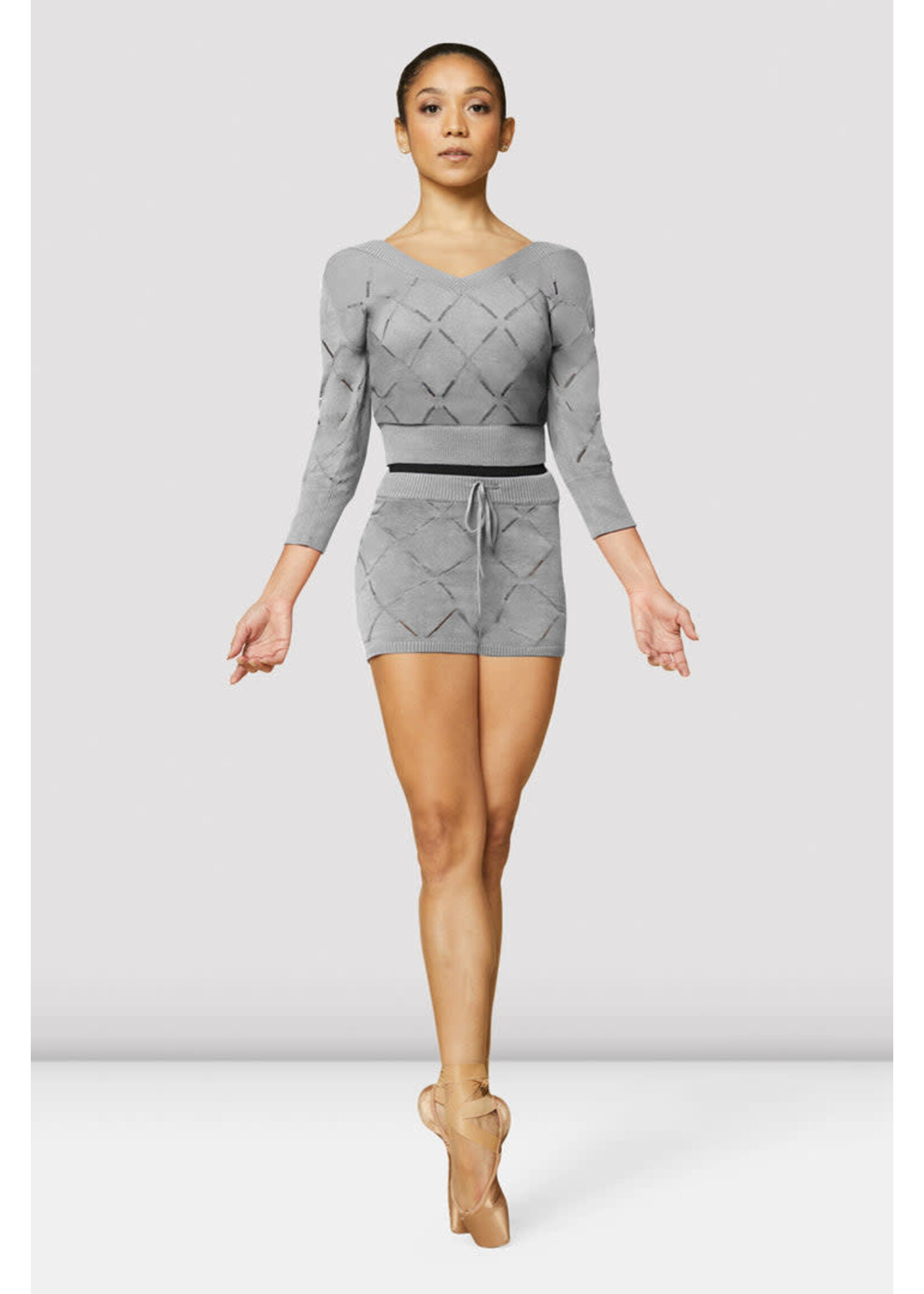 Bloch Bloch Z3106 Lynda Diamond Knit 3/4 Sleeve Crop Top