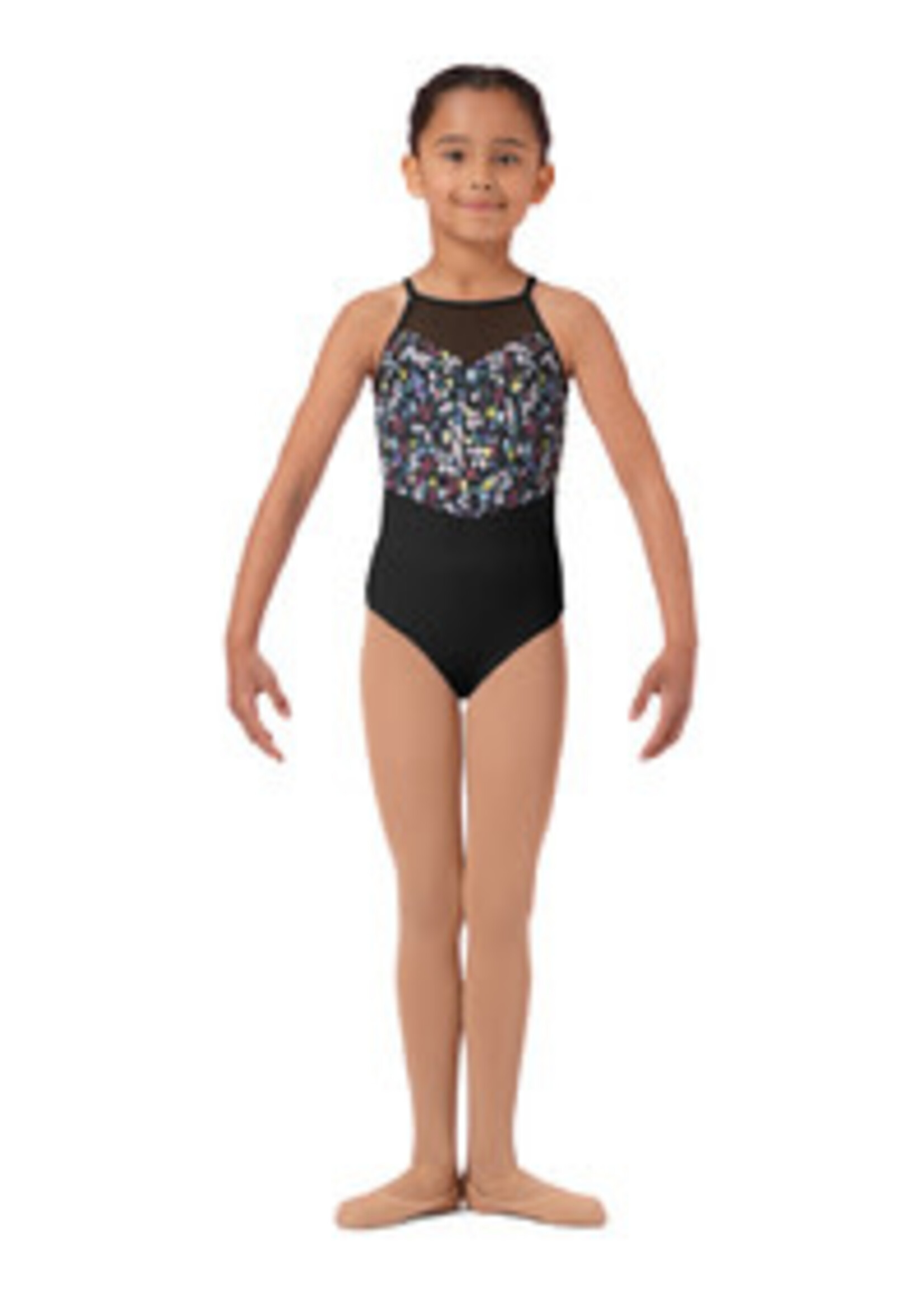 Mirella Mirella M1241C Girls Floral Halter Leotard