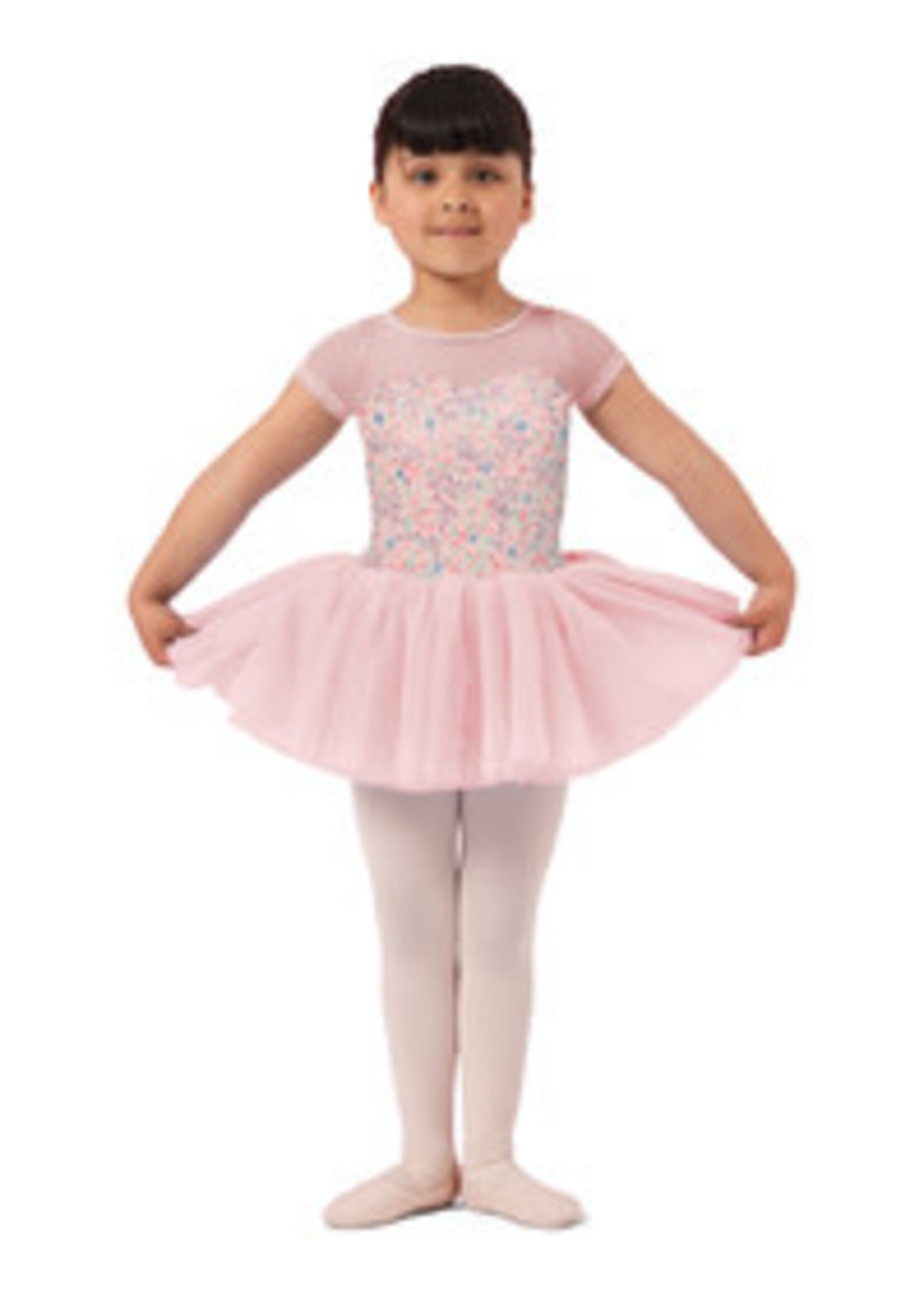 Mirella Mirella M1554C Girls Floral Cap Sleeve Tutu Leotard Dress