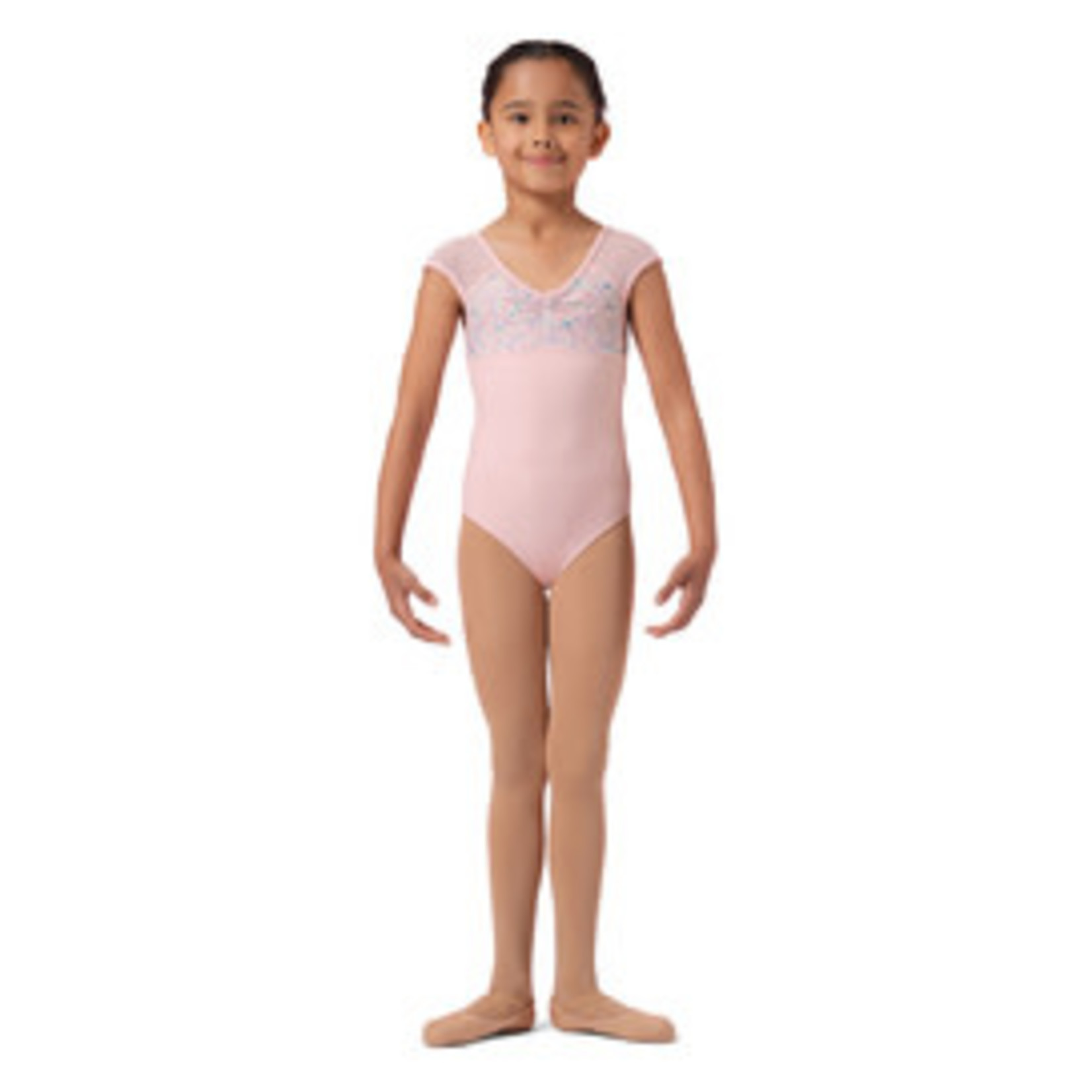 Mirella M1555C Girls Floral Cap Sleeve Leotard