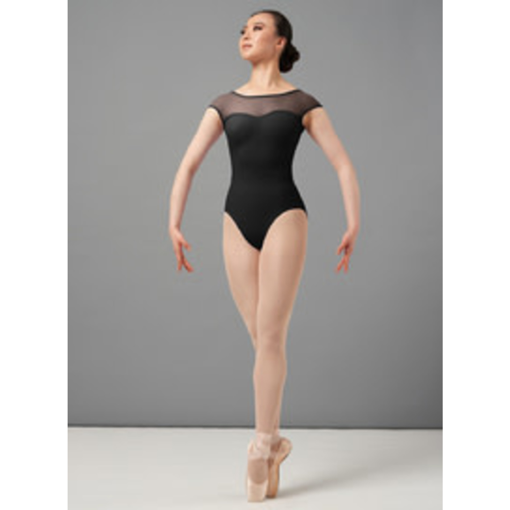 Mirella M5100LM Adult Boat Neck Chevron Cap Sleeve Leotard
