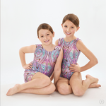Eurotard 23503 Girls Kaleidoscope Print Metallic Foil Gym Biketard