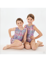 Eurotard Eurotard 23503 Girls Kaleidoscope Print Metallic Foil Gym Biketard