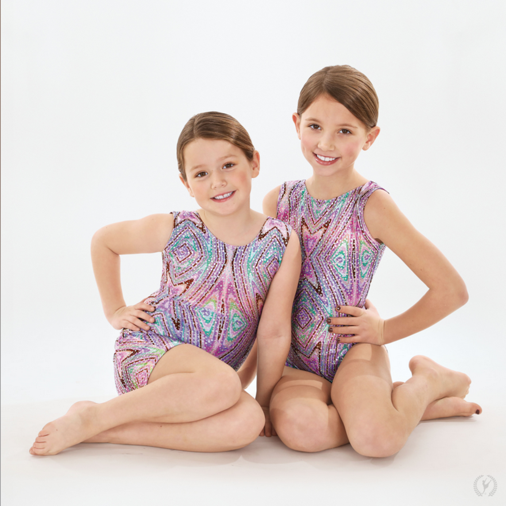 Eurotard 23503 Girls Kaleidoscope Print Metallic Foil Gym Biketard